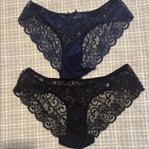 Elegant French Lace Panty Set - Navy and Black